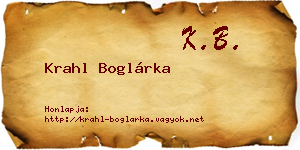 Krahl Boglárka névjegykártya